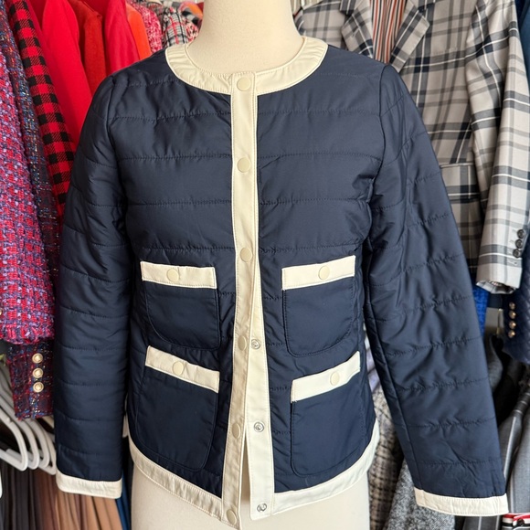 NWT Talbots Navy/Cream Light Puffer - Picture 5 of 10